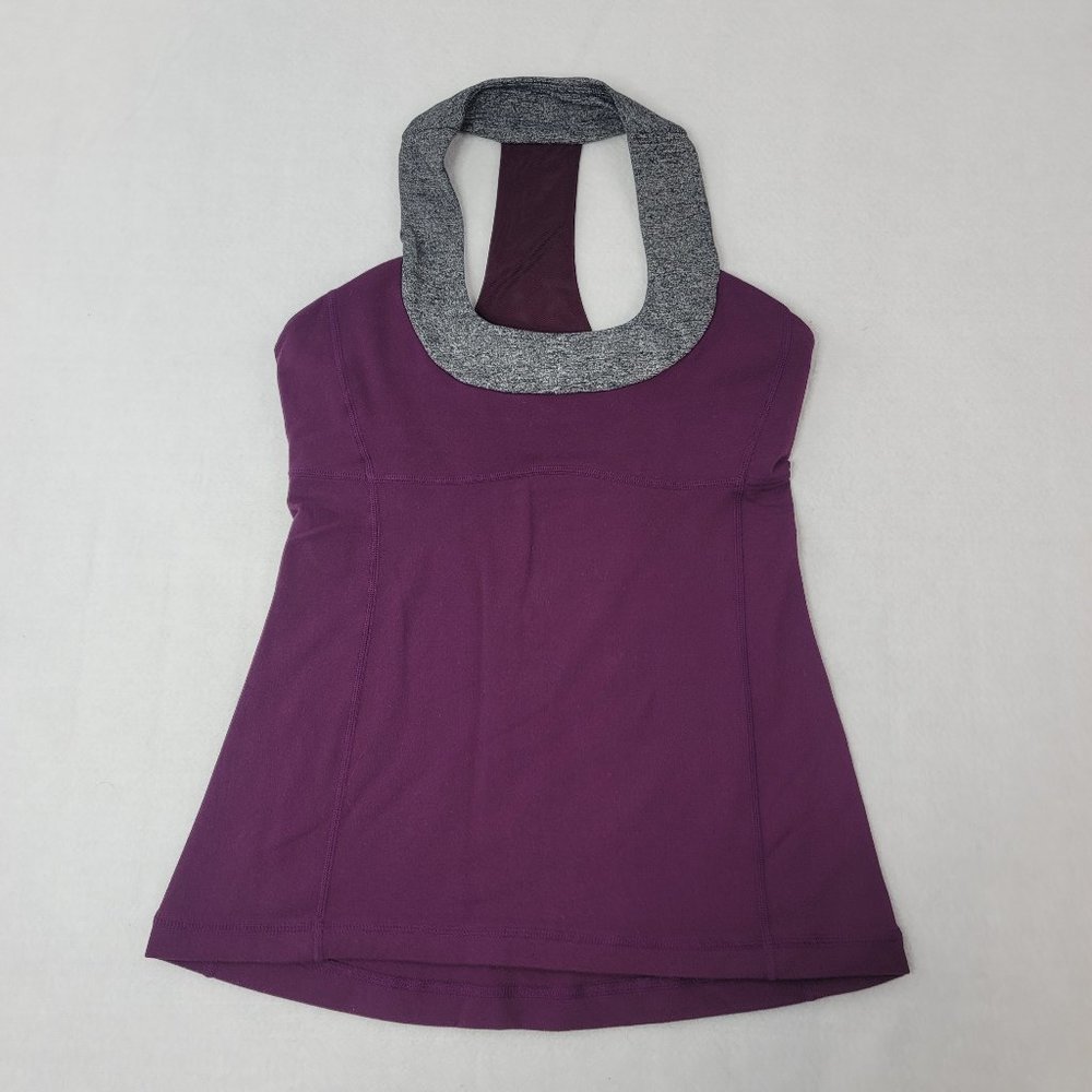 Lululemon Tank Top Womens size 6 Purple Scoop Neck Racerback build in shelf bra